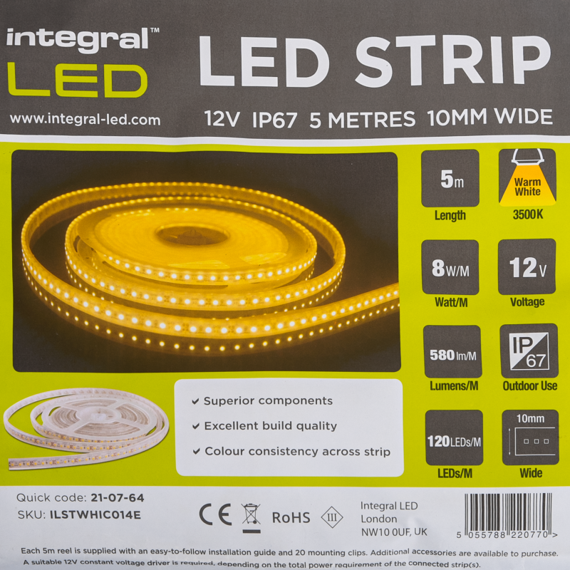 Ciepłe białe światło LED 12V