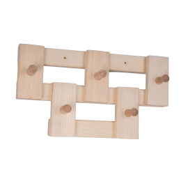 Wieszak z drewna lipowego z 5 haczykami 