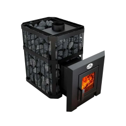 Piec do sauny opalany drewnem - NOVA KLASSIK 12 z siecią, drzwi szklane 