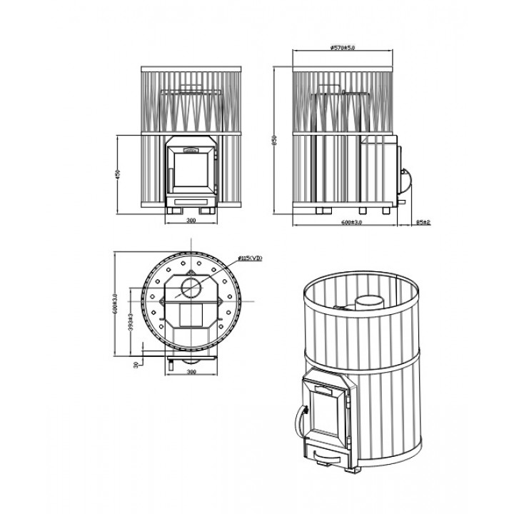 Piec do sauny opalany drewnem - STOVEMAN CROWN 20R
