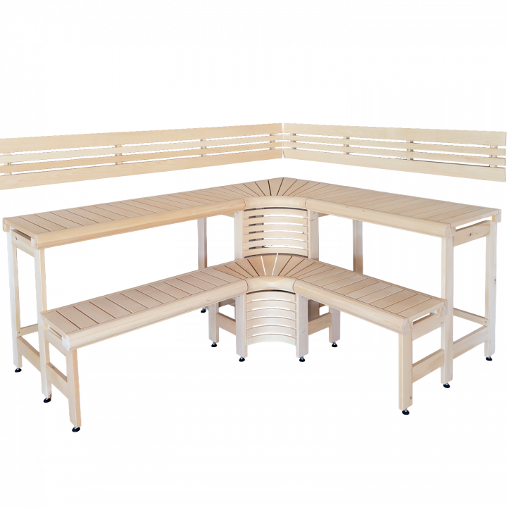 Ławki modułowe do sauny z wzorem „Sun Corner” 1823 × 2146 mm