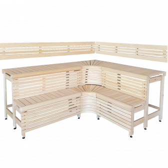 Ławki do sauny modułowe z wzorem „Sun Corner” 2114 × 2696 mm