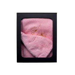 Zestaw prezentowy w pudełku prezentowym dla NIEJ. Damski czepek do sauny i fartuch - RÓŻOWY 