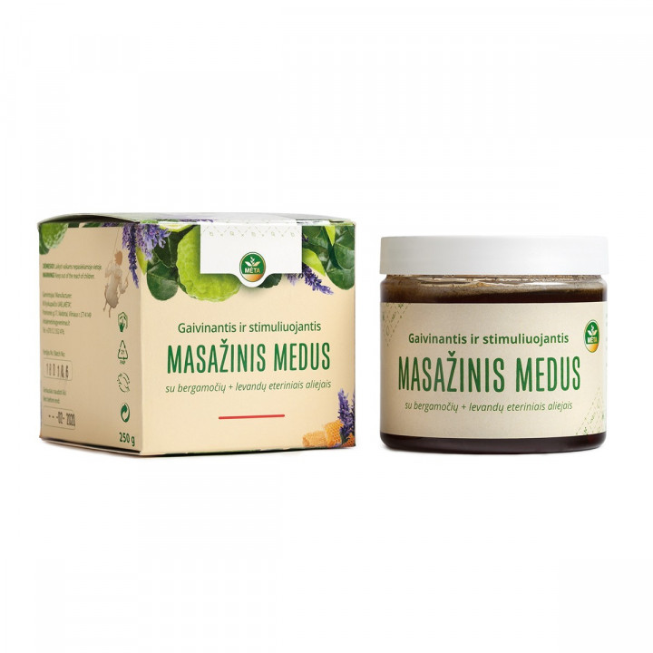 Mieszanka do masażu miodowego z olejkami eterycznymi z bergamotki, lawendy i rozmarynu, 250 g