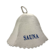 Czapka do sauny - SAUNA, z niebieskim napisem