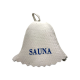 Czapka do sauny - SAUNA, z niebieskim napisem