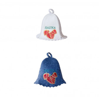 Czapka do sauny - SAUNA z czerwonymi liśćmi