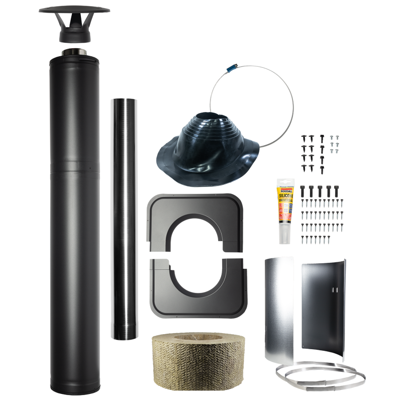 Zestaw kominowy stalowy izolowany - HARVIA, czarny