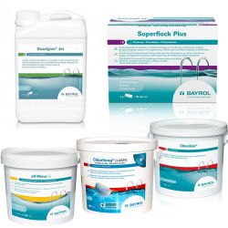 Zestaw konserwacyjny z chlorem do basenów z dużym filtrem  Zestaw konserwacyjny z chlorem do basenów z dużym filtrem