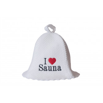 Czapka do sauny - Uwielbiam saunę, biała