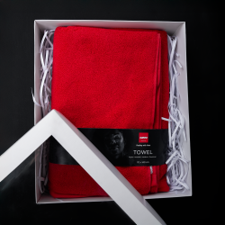 Ręcznik w pudełku upominkowym, HARVIA, 70 x 140 cm, czerwony 