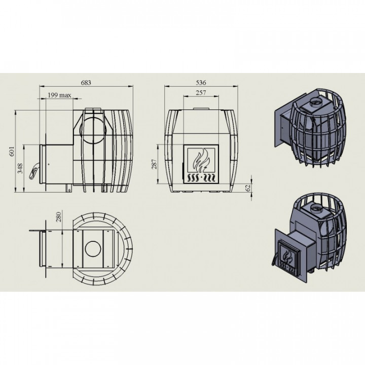 Piec do sauny opalany drewnem – TEPLODAR ETNA Barrel 12